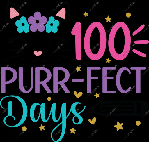 100 Purrfect Days DTF Transfer