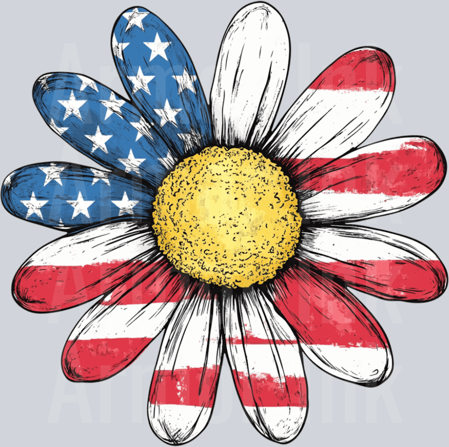 4th Of July Daisy DTF transfer