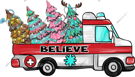 Christmas Ambulance DTF Transfer