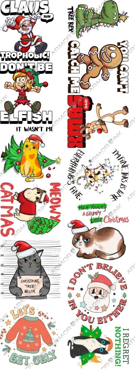Funny Christmas Pre - made 5 Foot (22x60) DTF Gang Sheet - Armor InkArmor InkArmor Ink4424 - 1120352477470Funny Christmas Pre - made 5 Foot (22x60) DTF Gang Sheet