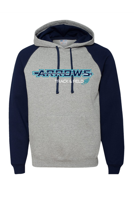 Jerzees Colorblocked Hooded Sweatshirt-Adult - GBHE Arrows Track & Field