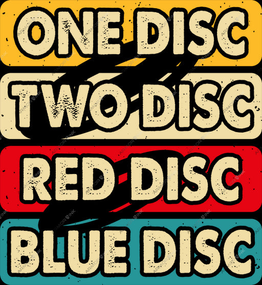 One Disc Two Disc Red Disc Blue Disc DTF Transfer