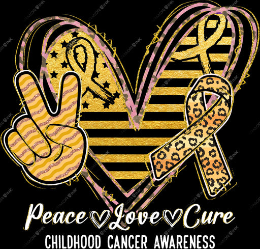 Peace Love Cure Childhood Cancer DTF Transfer
