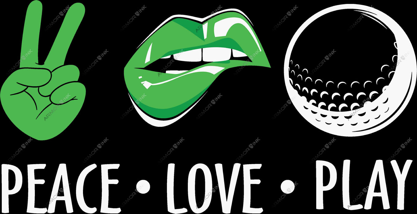 Peace Love Play Golf DTF Transfer