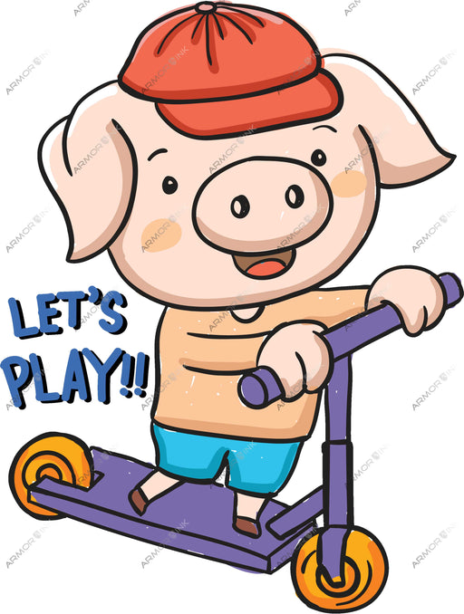 Pig Lets Play DTF Transfer