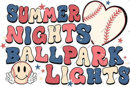 Summer Nights Ballpark Lights DTF Transfer