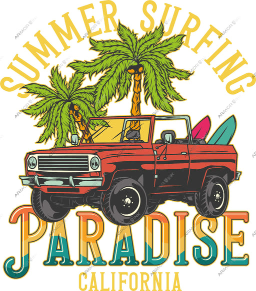 Summer Surfing Paradise California DTF Transfer