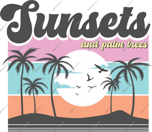 Sunsets And Palm Trees DTF Transfer