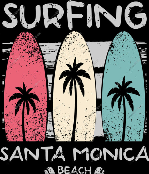Surfing Santa Monica Beach DTF Transfer