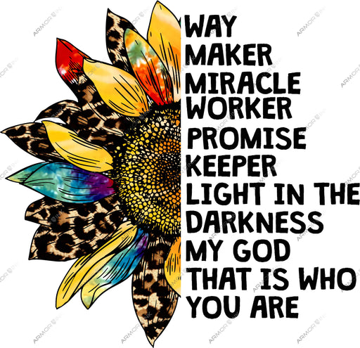 Way Maker Miracle Worker Promise Keeper Light Of The Darkness DTF Transfer