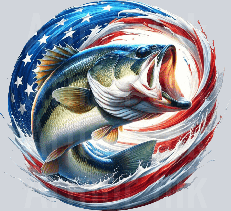 American Flag Bass DTF transfer
