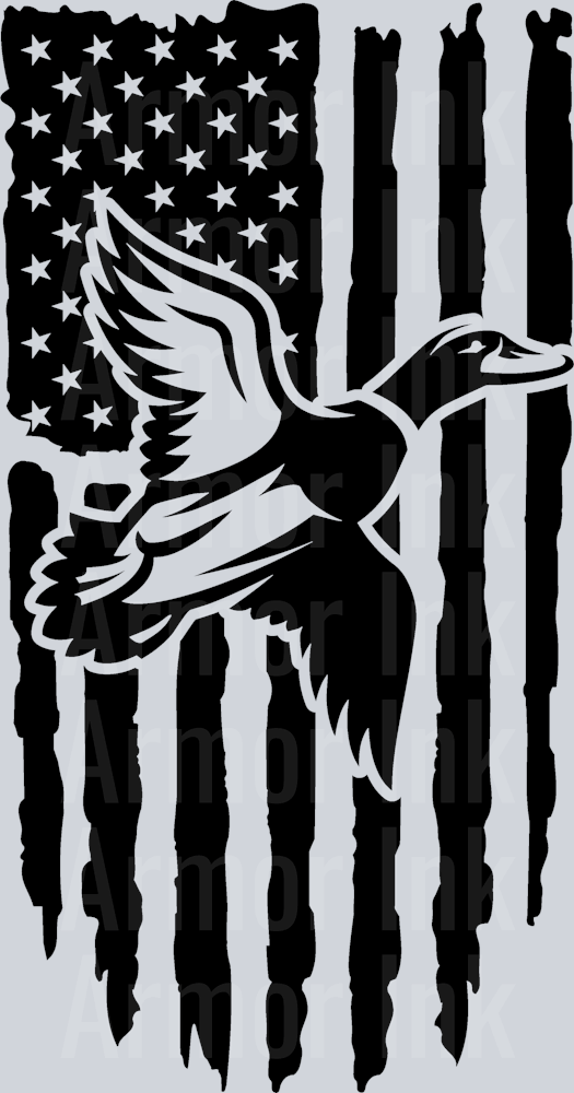 American Flag Duck Black DTF transfer