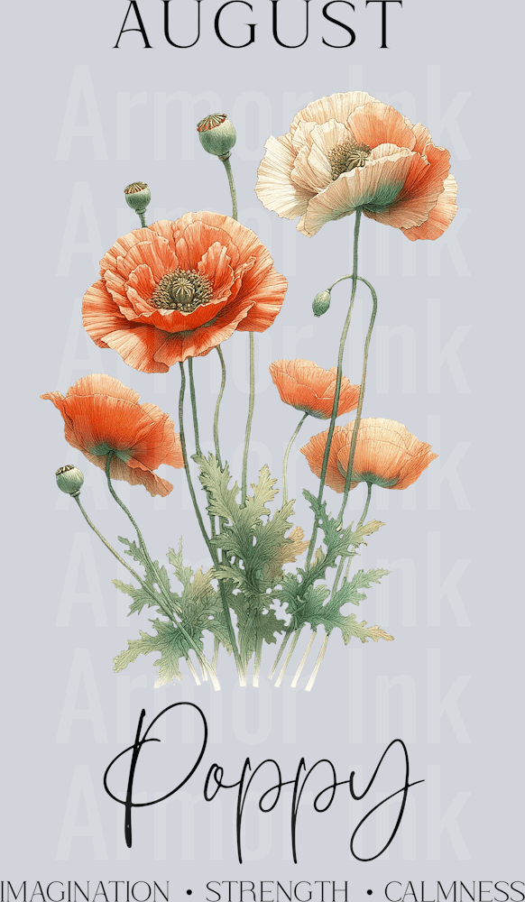 August Poppy DTF transfer