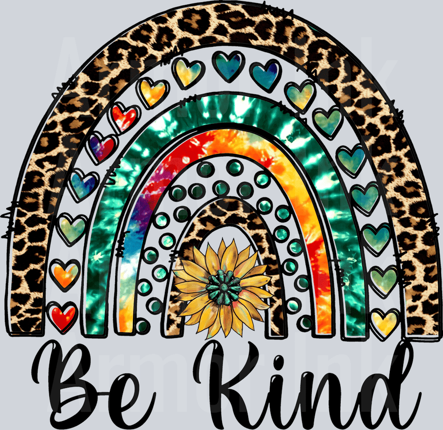 Be Kind Heart Rainbow DTF transfer