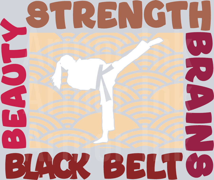Beauty Strength Brains Black Belt DTF transfer