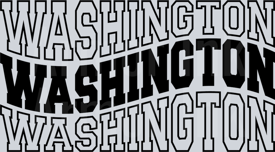 Black And White Washington DTF transfer