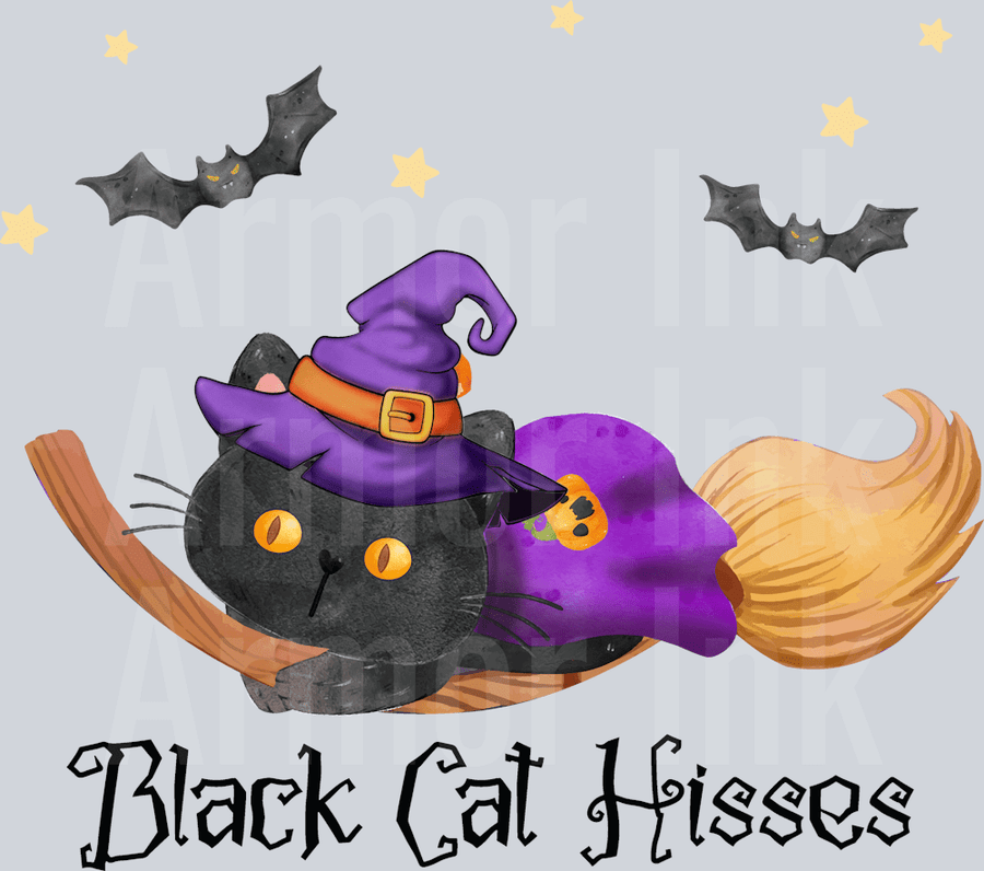 Black Cat Hisses DTF transfer