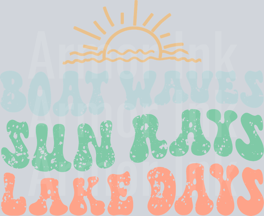 Boat Waves Sun Rays Lake Days DTF transfer