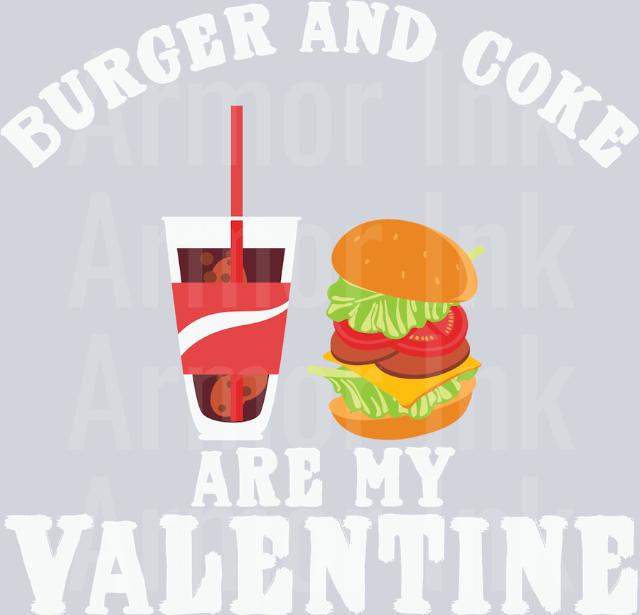 Burger and Coke Valentine DTF transfer