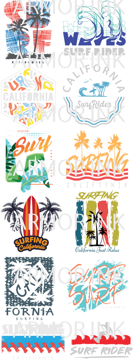 California Surfing Pre - made 5 Foot (22x60) DTF Gang Sheet - Armor Ink