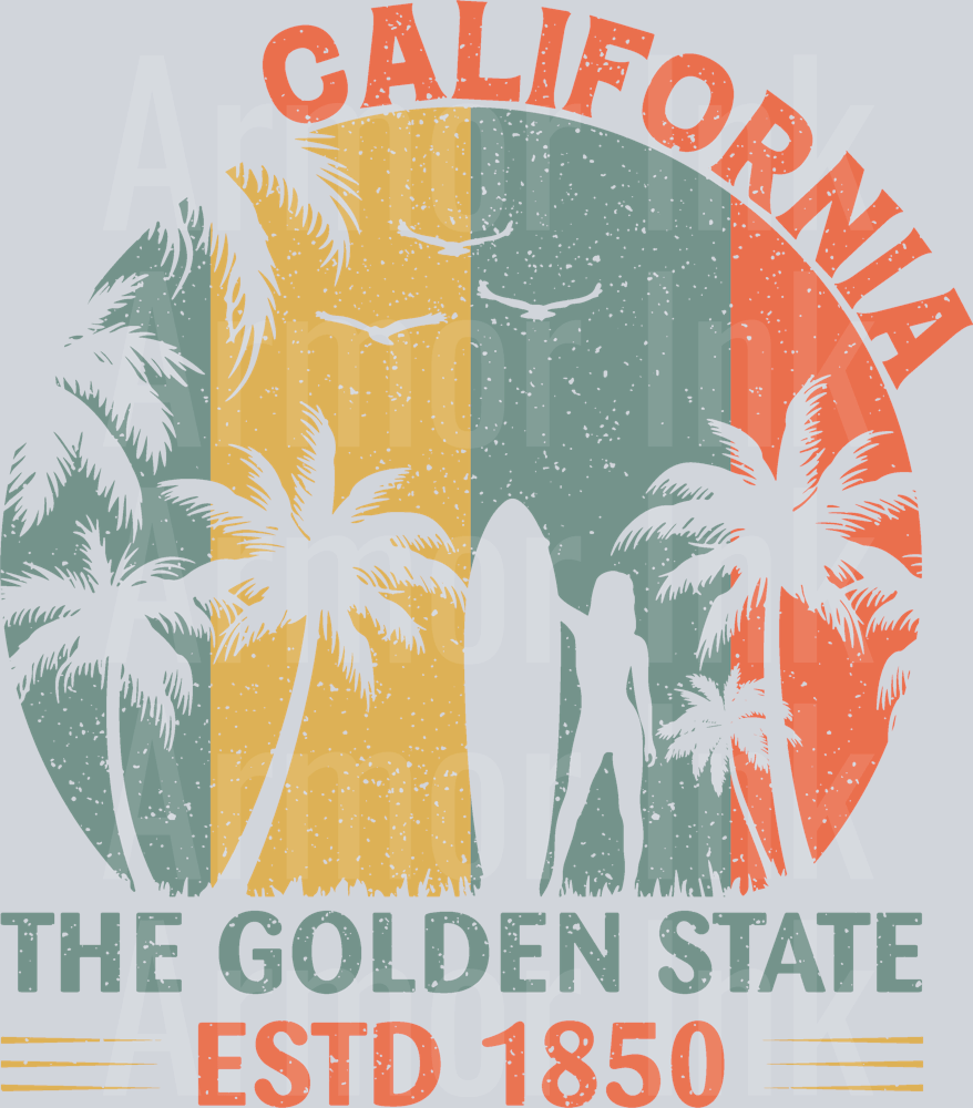 California The Golden State Estd 1850 DTF transfer