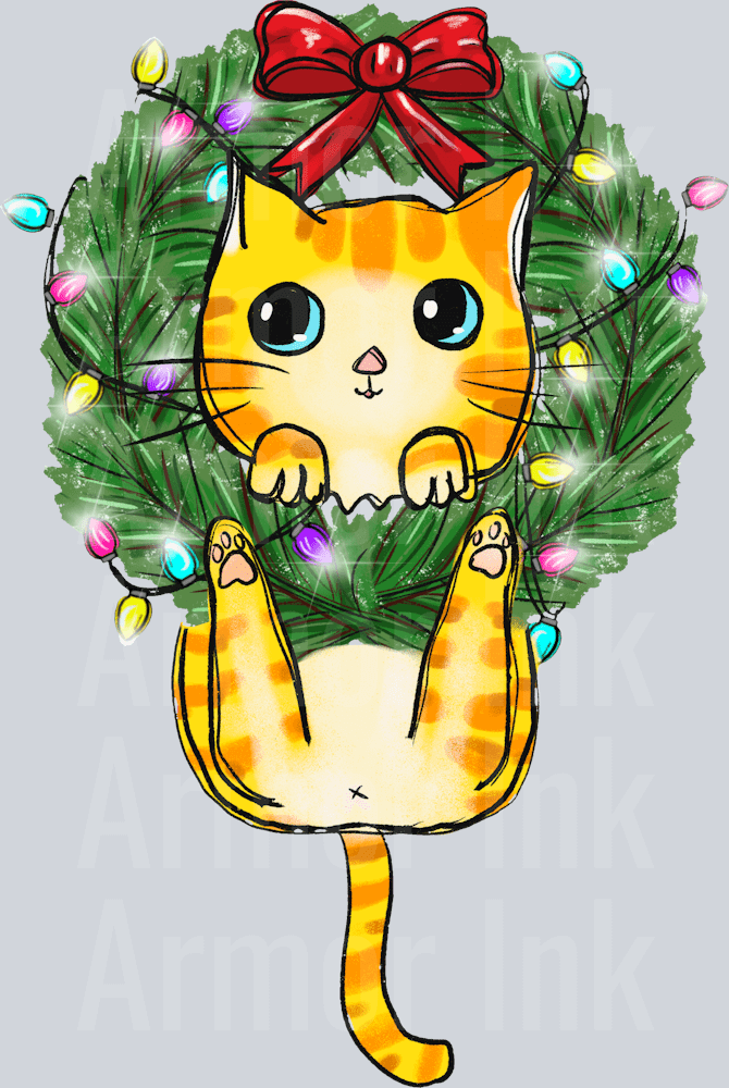 Christmas Wreath Cat Butt DTF transfer