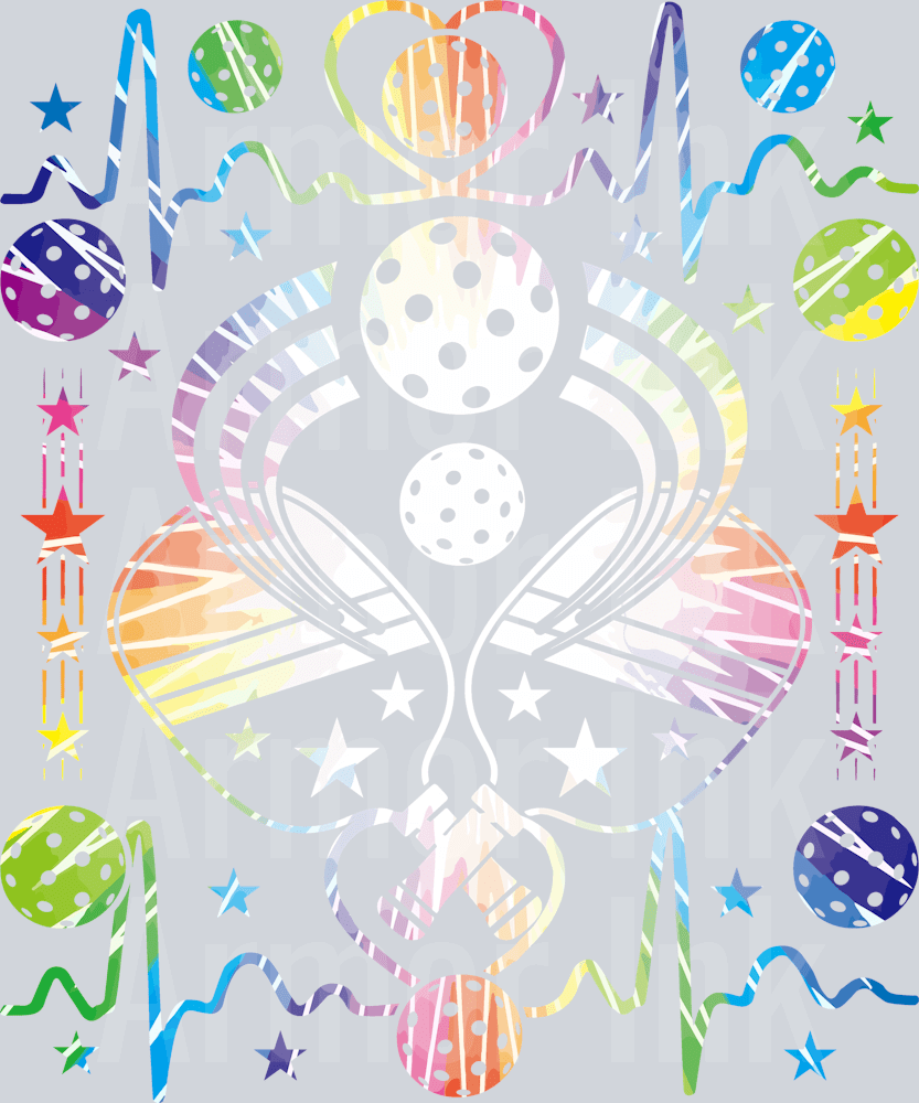 Colorful Pickleball HeartBeat DTF transfer