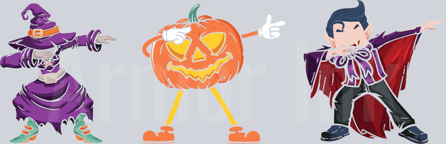 Dabbing Halloween Characters DTF transfer