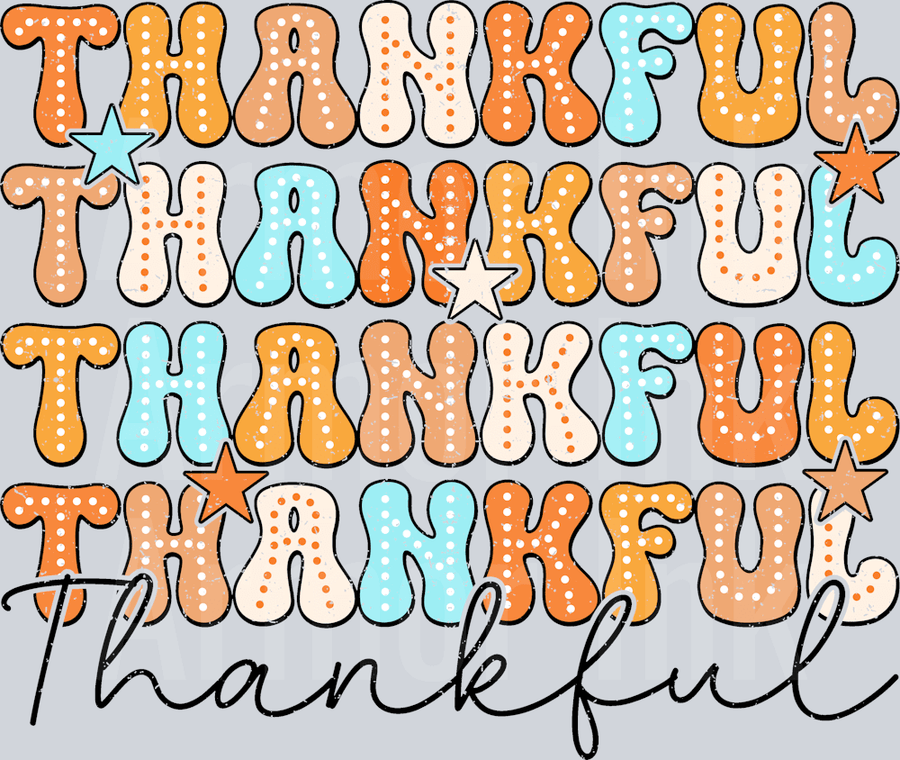 Distressed Thankful DTF transfer