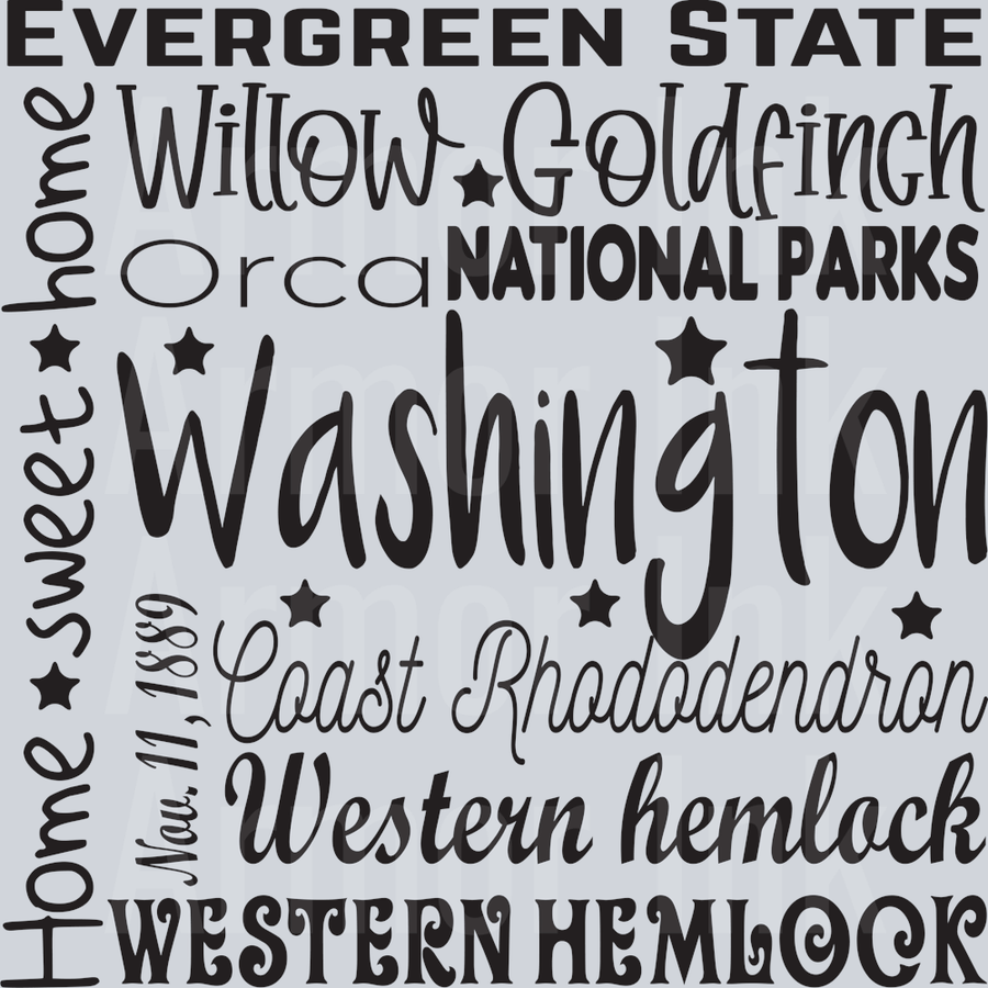 Evergreen State Willow Goldfinch Orca National Parks Washington Coast Western Hemlock DTF transfer