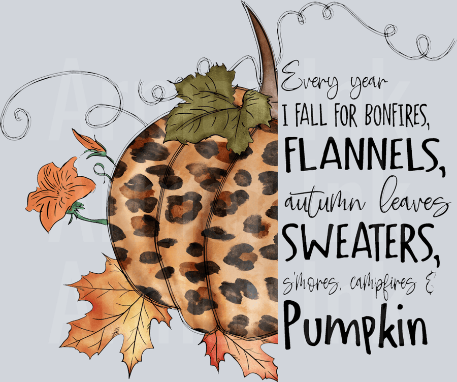 Every year I fall for bonfires,flannels,autumn leaves sweaters, smores, campfires and pumpkin DTF transfer