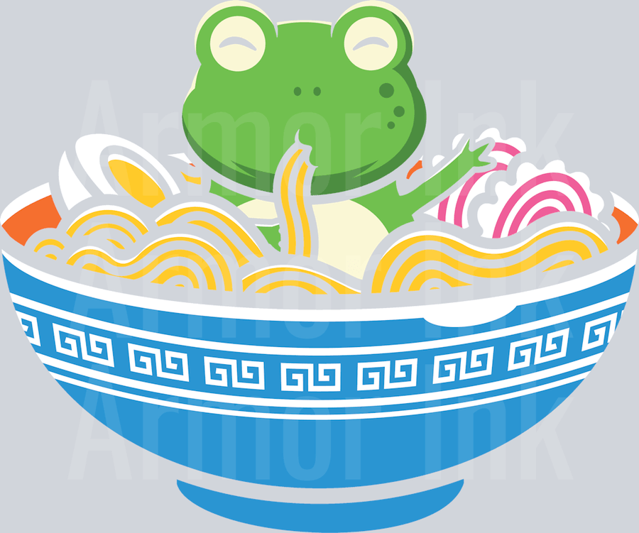 Frog Ramen DTF transfer