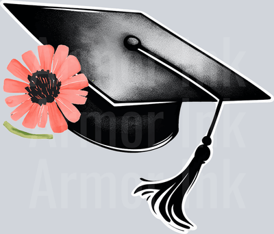 Graduation Cap and Flower DTF transfer