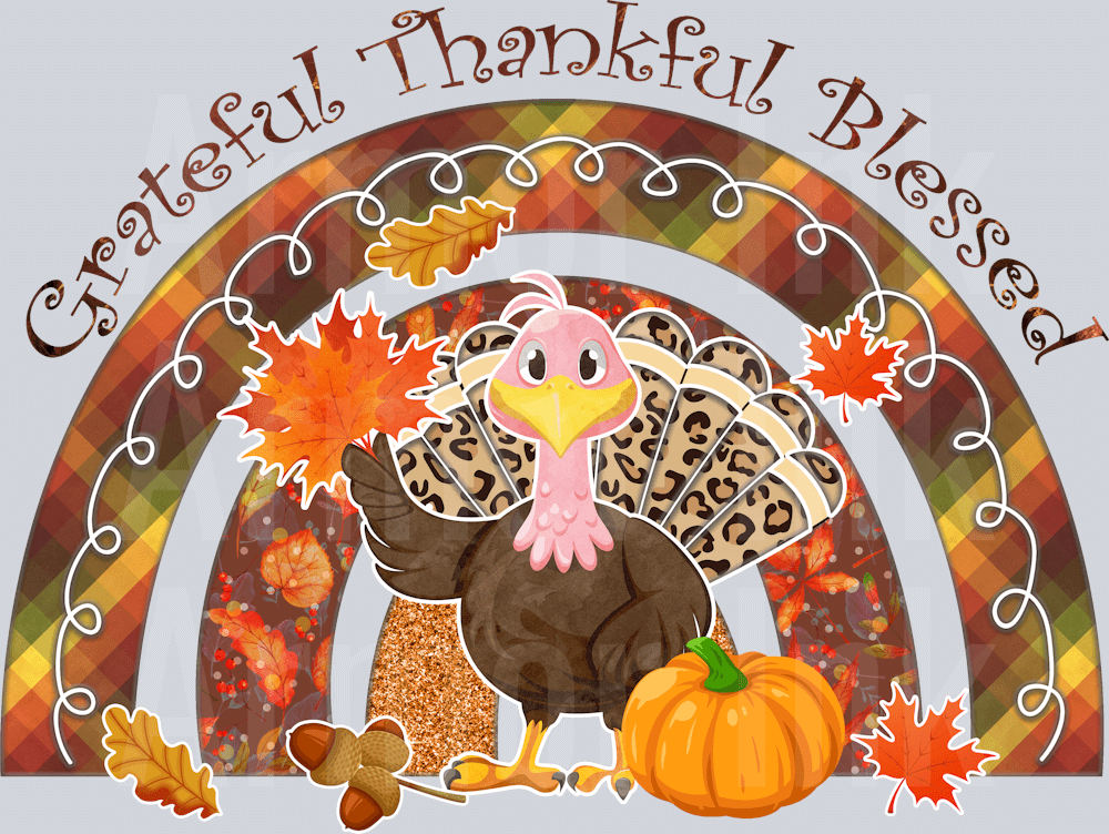 Grateful Thankful Blessed DTF transfer