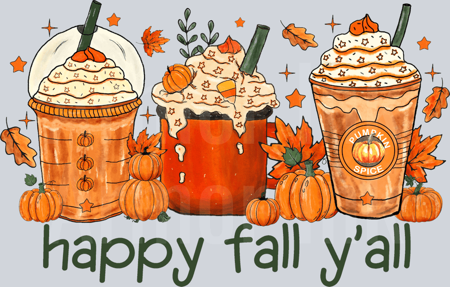 Happy Fall Yall Drinks DTF transfer