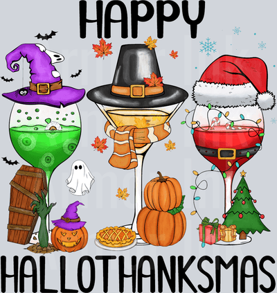 Happy Hallothanksmas DTF transfer