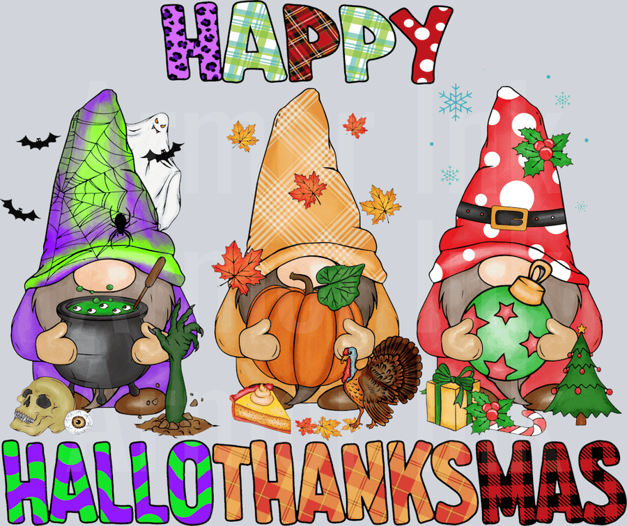 Happy Hallothanksmas DTF transfer