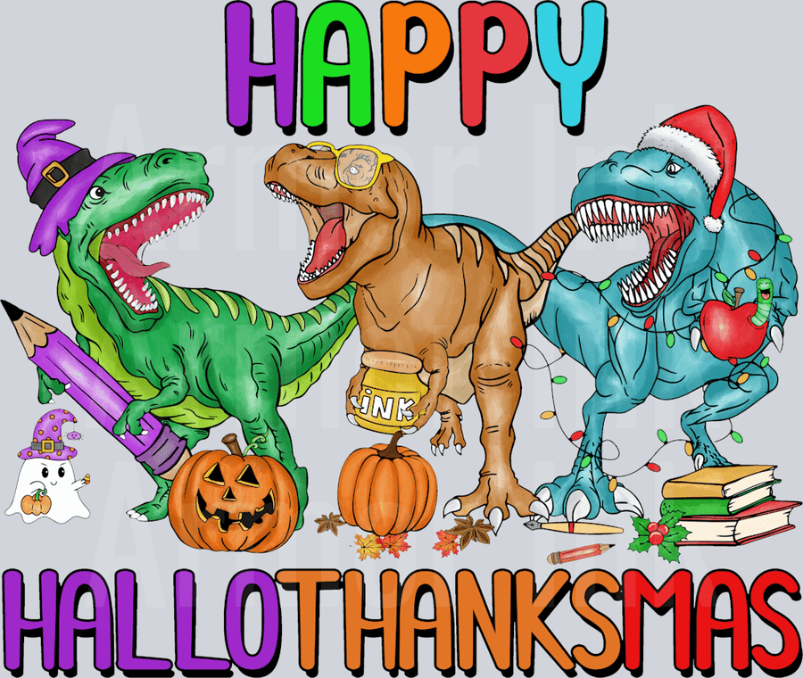 Happy Hallothanksmas DTF transfer