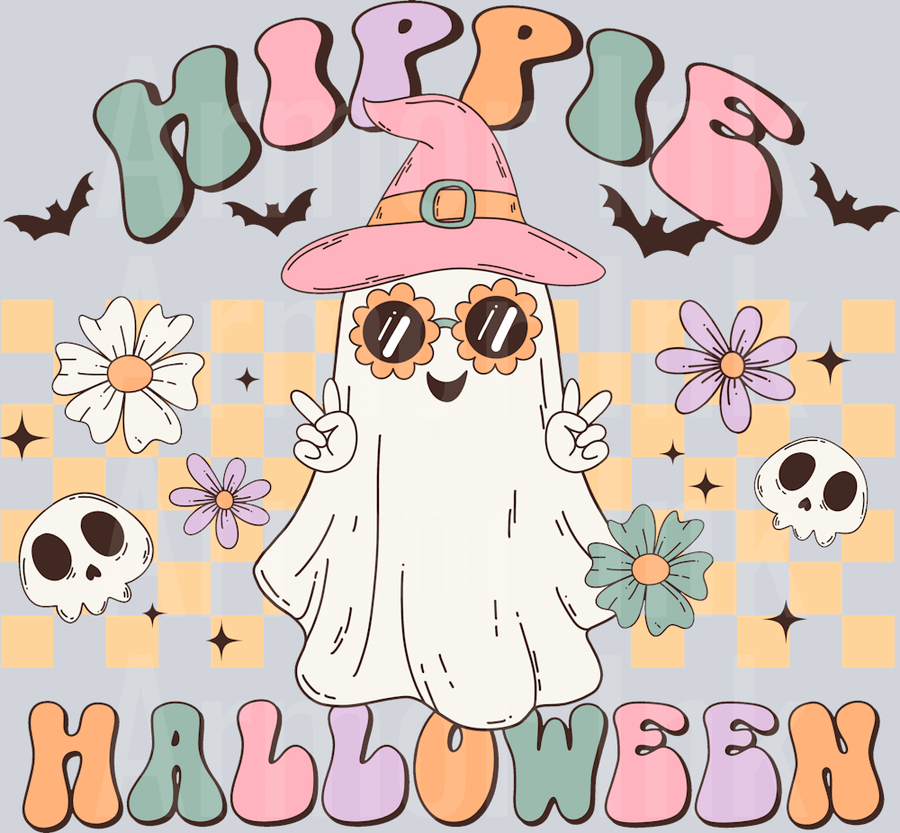 Hippie Halloween DTF transfer