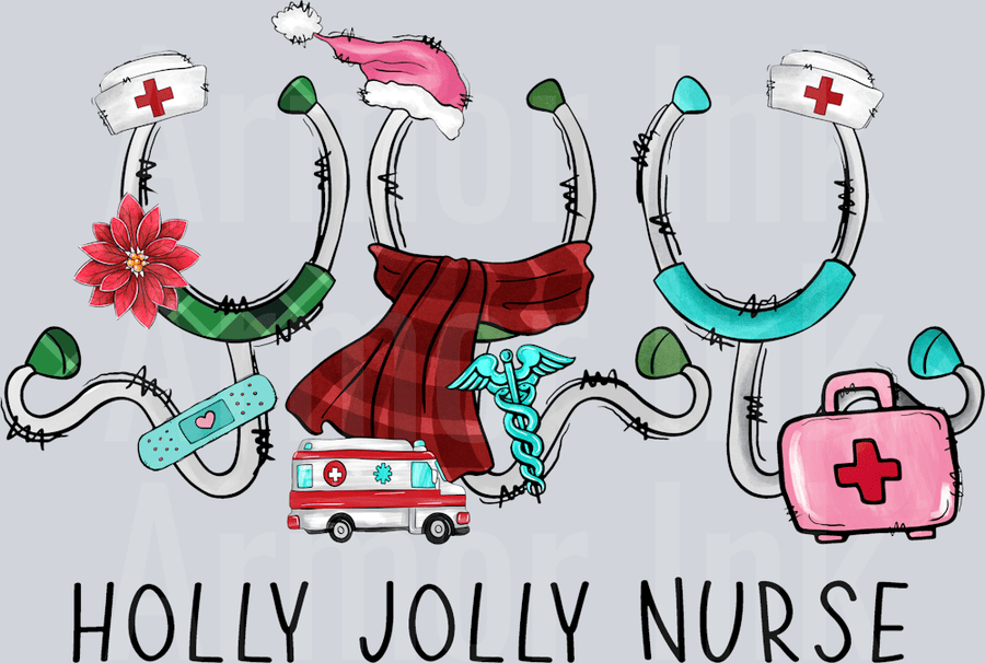 Holly Jolly Nurse DTF transfer
