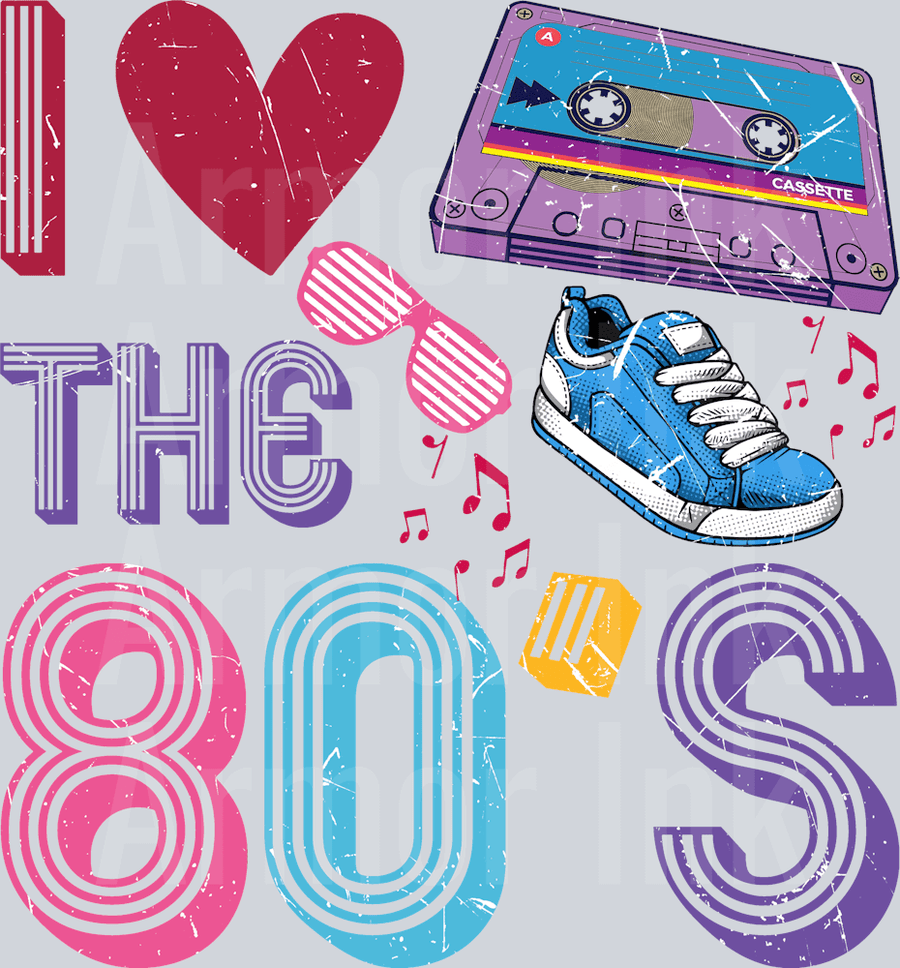 I Heart The 80's DTF transfer