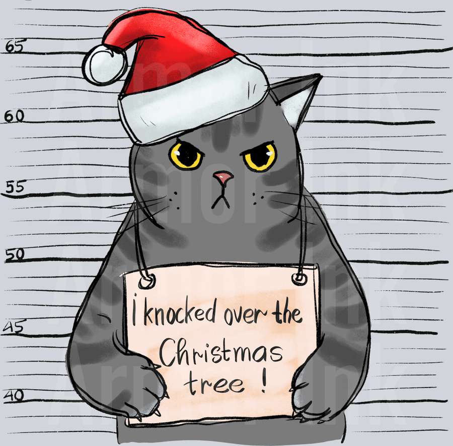 I Knocked Over The Christmas Tree Cat DTF transfer