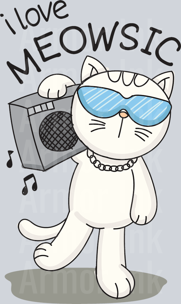 I Love Meowsic DTF transfer