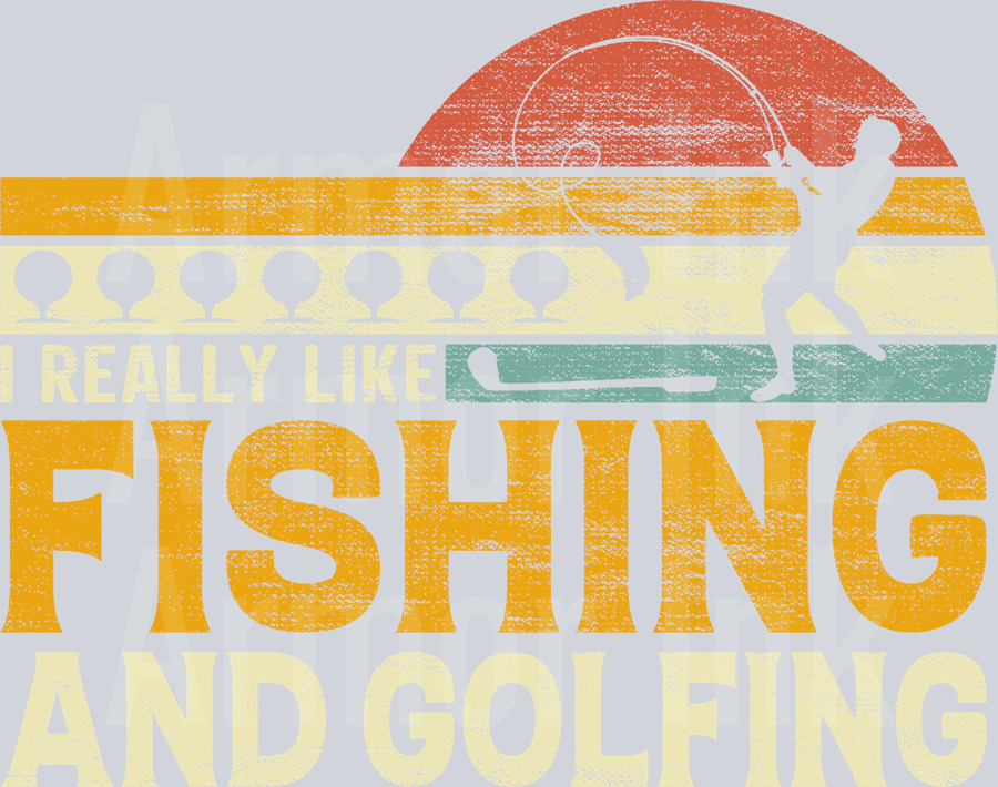 I really like fishing and golfing retro tee shirt DTF transfer