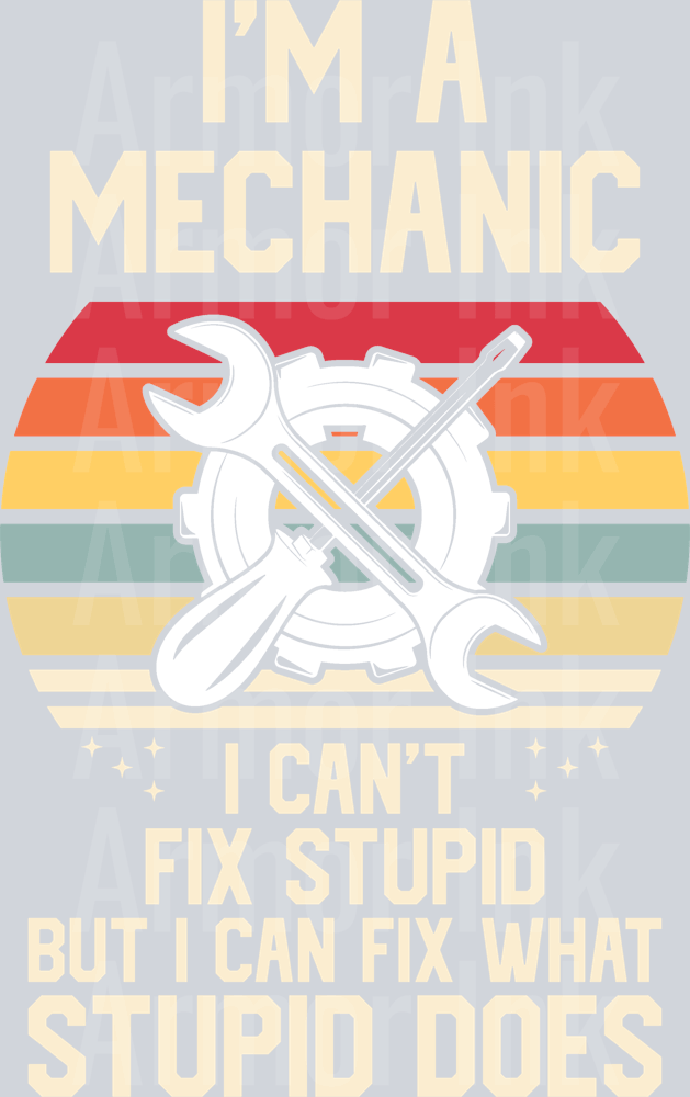 I'm A Mechanic I Can't Fix Stupid I Can Fix What Stupid Does DTF transfer
