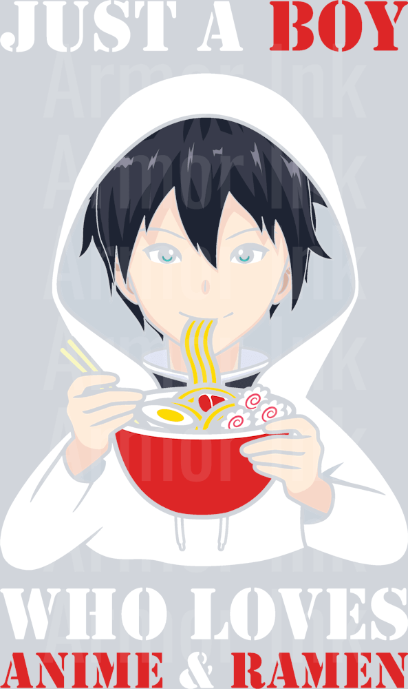 Just A Boy Who Loves Anime And Ramen DTF transfer