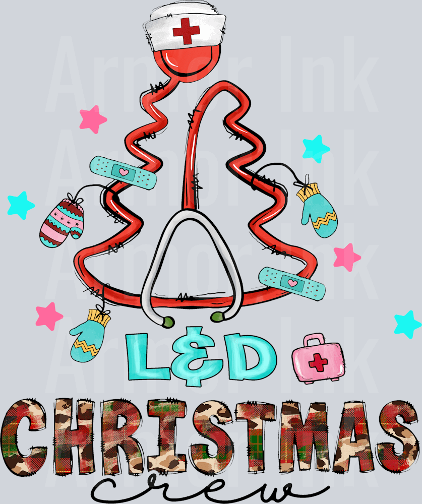 L and D Christmas Crew DTF transfer