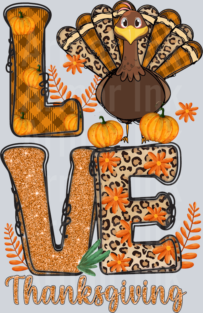 Love Thanksgiving DTF transfer