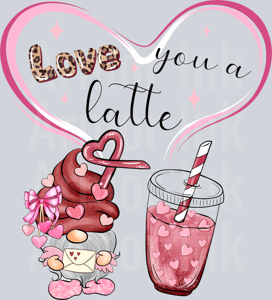 Love You A Latte DTF transfer