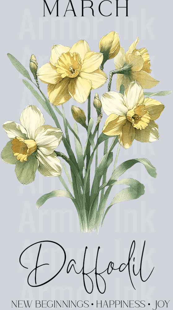 March Daffodil DTF transfer